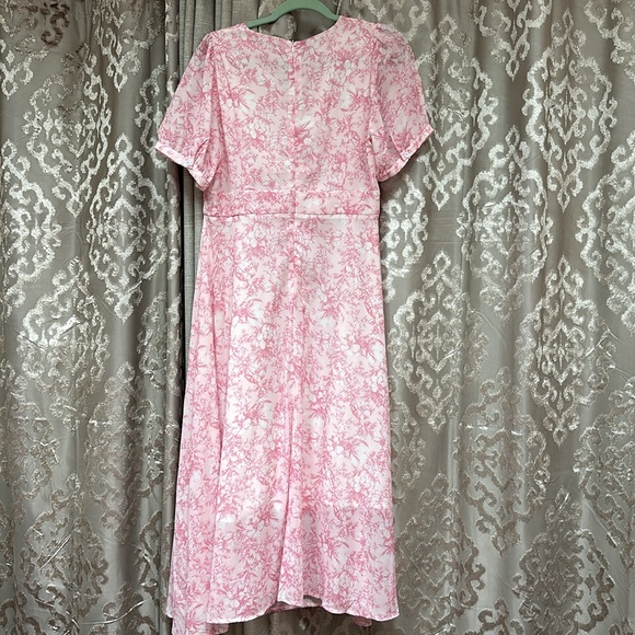 Floral Short Sleeve Maxi Dress Pink White Size XL - Picture 7 of 8